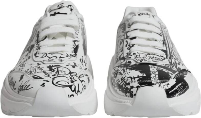 Dolce & Gabbana Witte leren sneakers met logodetails Multicolor Heren