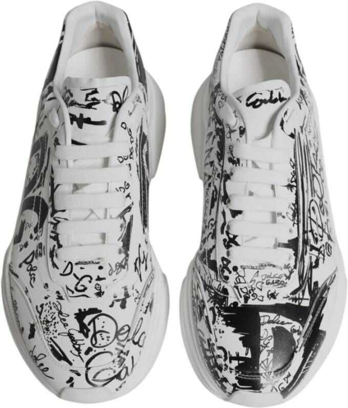 Dolce & Gabbana Witte leren sneakers met logodetails Multicolor Heren