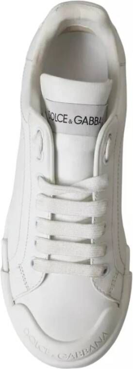 Dolce & Gabbana Witte Leren Sneakers met Logodetails White Dames