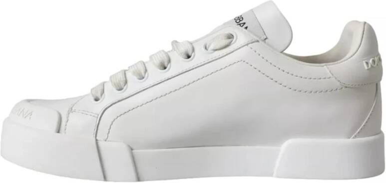 Dolce & Gabbana Witte Leren Sneakers met Logodetails White Dames