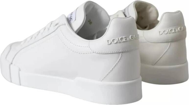 Dolce & Gabbana Witte Leren Sneakers met Logodetails White Dames