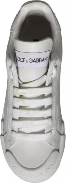 Dolce & Gabbana Witte Leren Sneakers met Logodetails White Dames