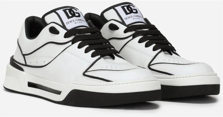 Dolce & Gabbana Witte Leren Sneakers met Logotong White Heren