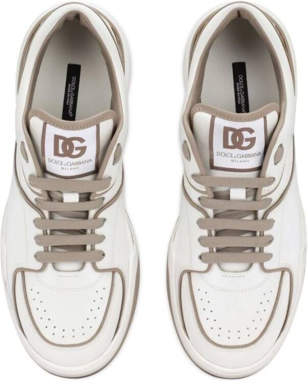 Dolce & Gabbana Contrasterende Leren Sneakers White Heren