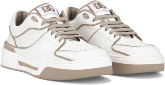 Dolce & Gabbana Contrasterende Leren Sneakers White Heren