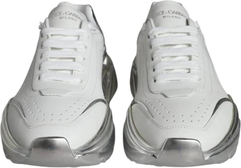 Dolce & Gabbana Witte Leren Sneakers met Rubberen Zool White Dames