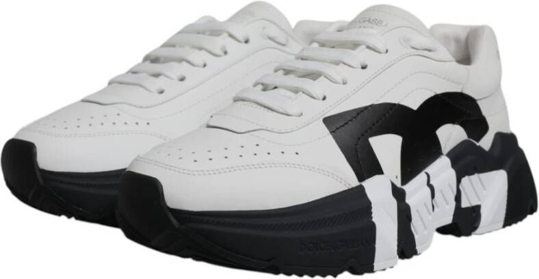 Dolce & Gabbana Witte leren sneakers met rubberen zool White Heren