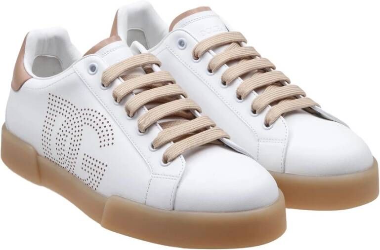 Dolce & Gabbana Witte Leren Sneakers Portofino Lijn White Heren