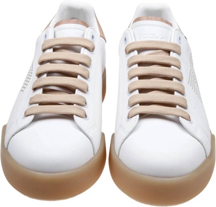 Dolce & Gabbana Witte Leren Sneakers Portofino Lijn White Heren