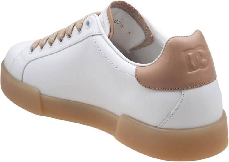 Dolce & Gabbana Witte Leren Sneakers Portofino Lijn White Heren