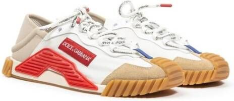 Dolce & Gabbana Witte Nylon Low-Top Sneakers Multicolor Heren