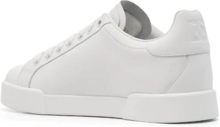 Dolce & Gabbana Witte Perforated Logo Leren Sneakers White Dames