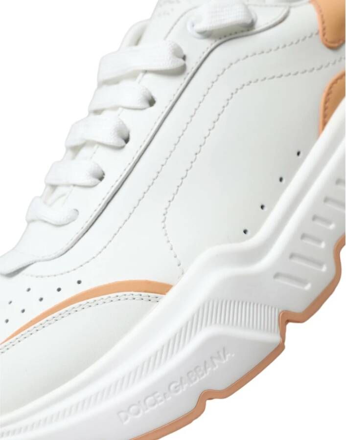 Dolce & Gabbana Witte Perzik Leren Sneakers Daymaster White Dames