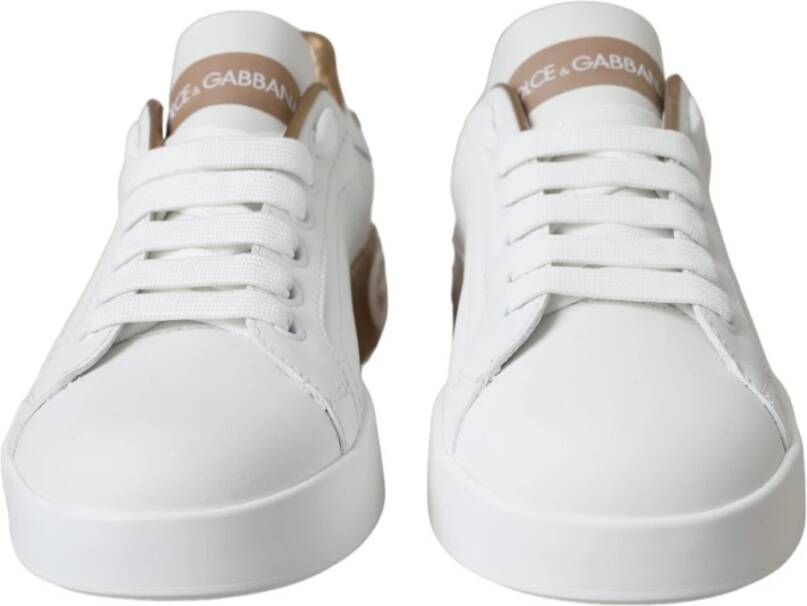 Dolce & Gabbana Witte Portofino Leren Logo Sneakers White Heren