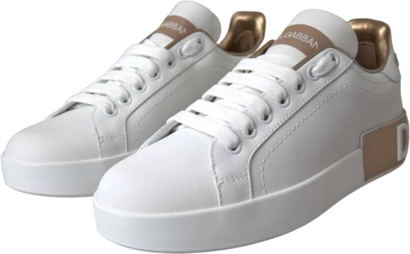 Dolce & Gabbana Witte Portofino Leren Logo Sneakers White Heren