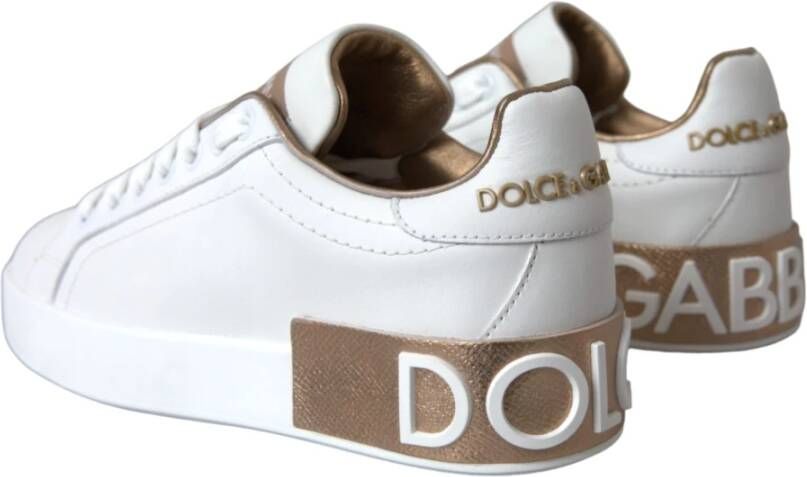 Dolce & Gabbana Witte Portofino Leren Logo Sneakers White Heren