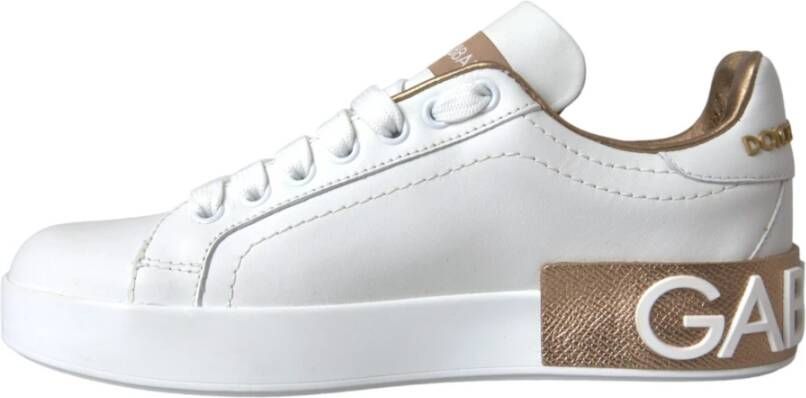 Dolce & Gabbana Witte Portofino Leren Logo Sneakers White Heren