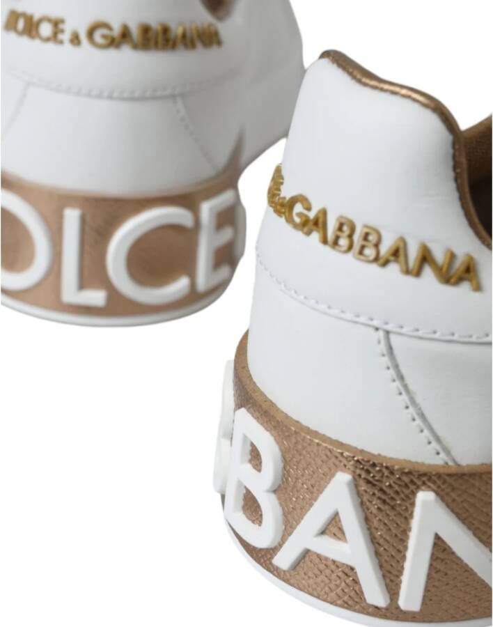 Dolce & Gabbana Witte Portofino Leren Logo Sneakers White Heren