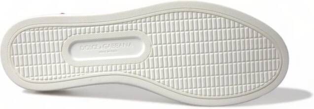 Dolce & Gabbana Witte Rode Leren Lage Sneakers White Dames