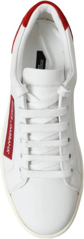 Dolce & Gabbana Witte Rode Leren Lage Sneakers White Dames