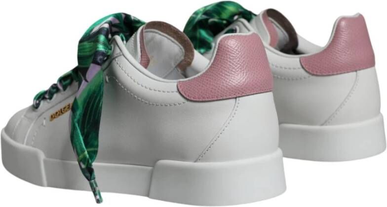 Dolce & Gabbana Witte Roze Logo Lage Sneakers White Dames