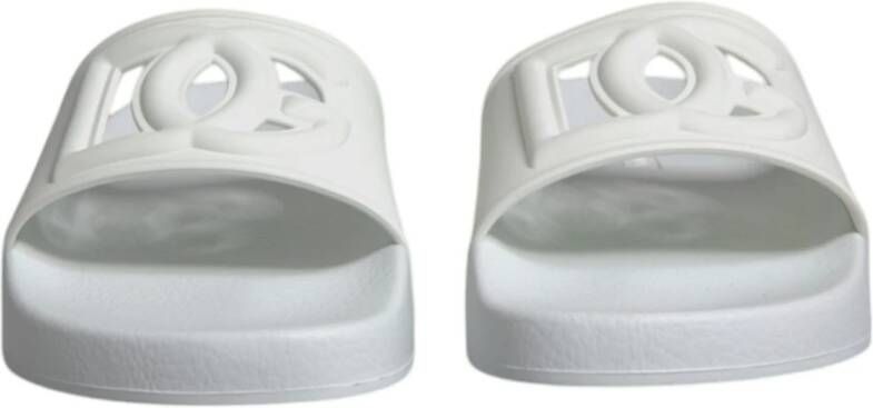 Dolce & Gabbana Witte Rubberen Slides Sandalen met Logo White Dames