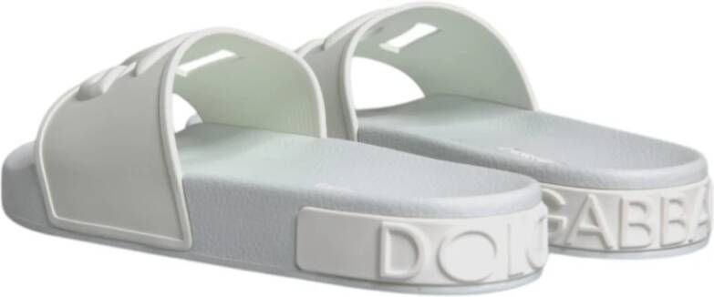 Dolce & Gabbana Witte Rubberen Slides Sandalen met Logo White Dames