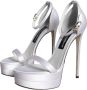 Dolce & Gabbana Witte Satijnen Enkelband Sandalen White Dames - Thumbnail 3