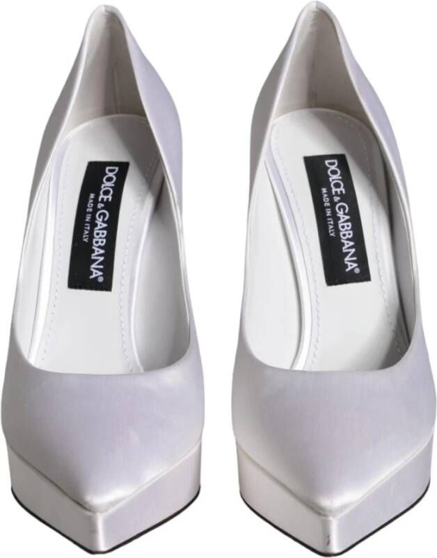 Dolce & Gabbana Witte Satijnen Stiletto Hakken White Dames