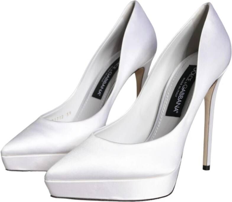 Dolce & Gabbana Witte Satijnen Stiletto Hakken White Dames