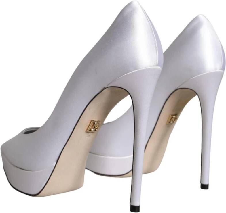 Dolce & Gabbana Witte Satijnen Stiletto Hakken White Dames