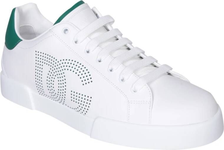 Dolce & Gabbana Witte Sneakers Groene Details Stijlvol White Heren