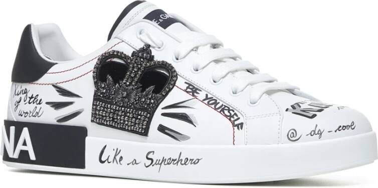 Dolce & Gabbana Witte Sneakers met Kroonpatch Borduurwerk White Heren