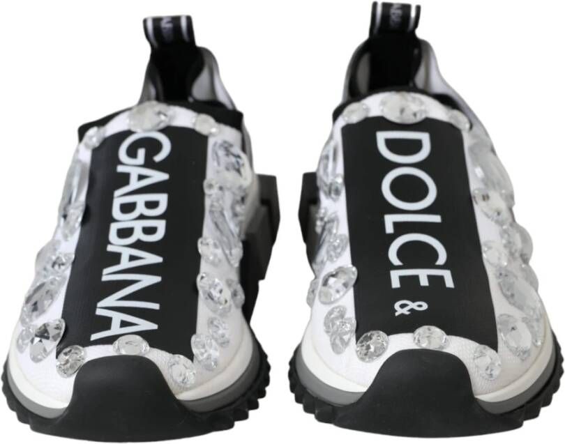 Dolce & Gabbana Witte Sorrento Kristal Sneakers Schoenen White Dames