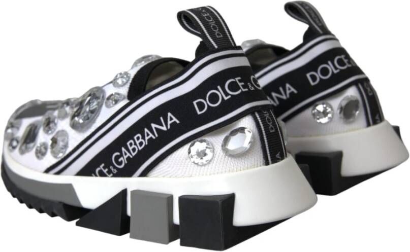 Dolce & Gabbana Witte Sorrento Kristal Sneakers Schoenen White Dames