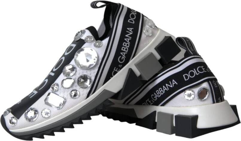 Dolce & Gabbana Witte Sorrento Kristal Sneakers Schoenen White Dames