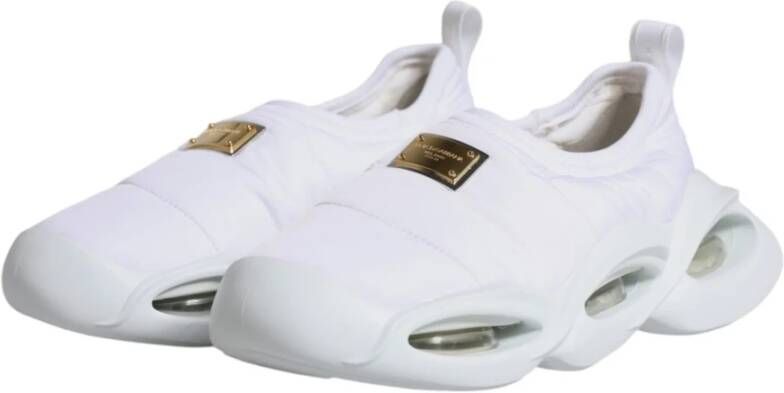 Dolce & Gabbana Witte Stoffen Lage Sneakers White Dames