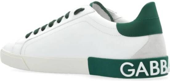 Dolce & Gabbana Witte Vetersneaker met Groene Hiel White Heren