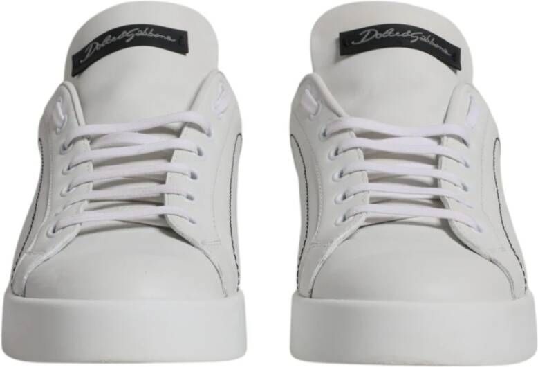 Dolce & Gabbana Witte Zwarte Leren Sneakers Rubberen Zool White Heren