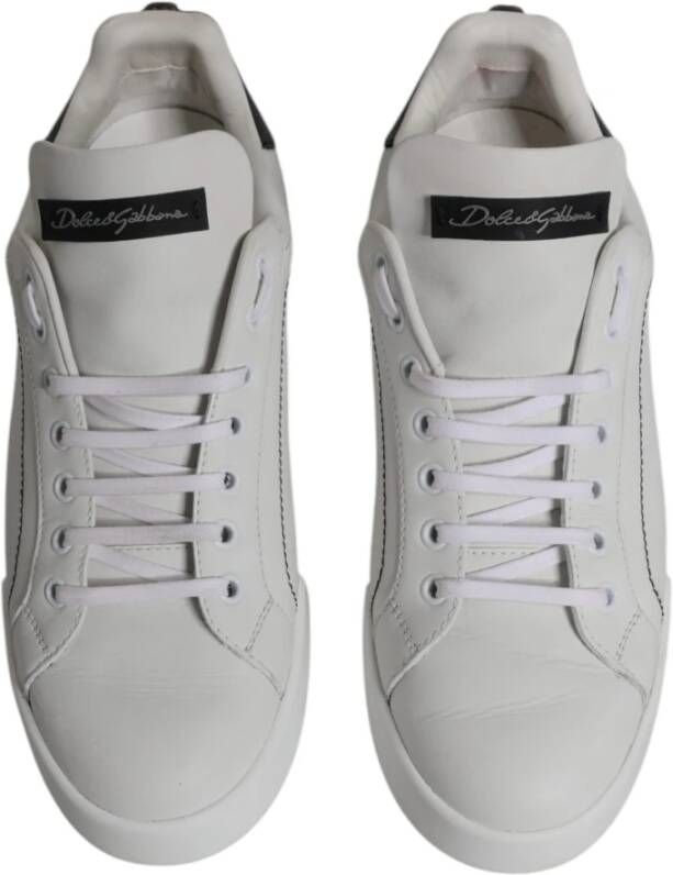 Dolce & Gabbana Witte Zwarte Leren Sneakers Rubberen Zool White Heren