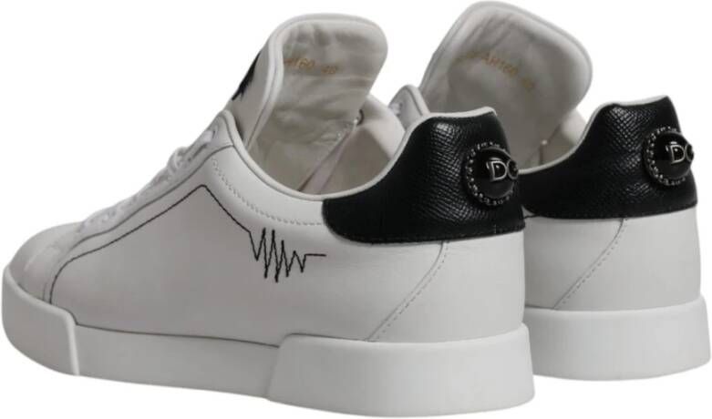 Dolce & Gabbana Witte Zwarte Leren Sneakers Rubberen Zool White Heren