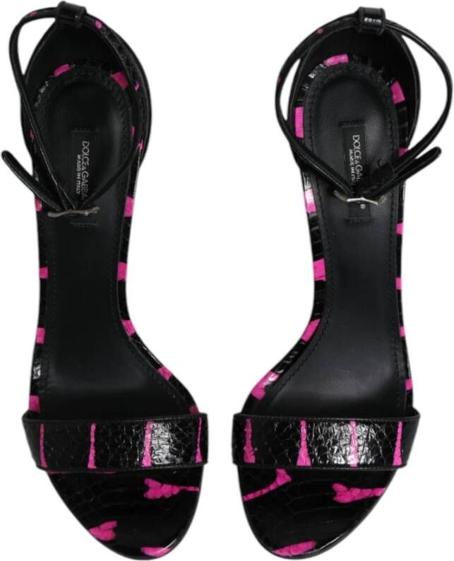 Dolce & Gabbana Zebra Print Hak Sandalen Zwart Fuchsia Black Dames