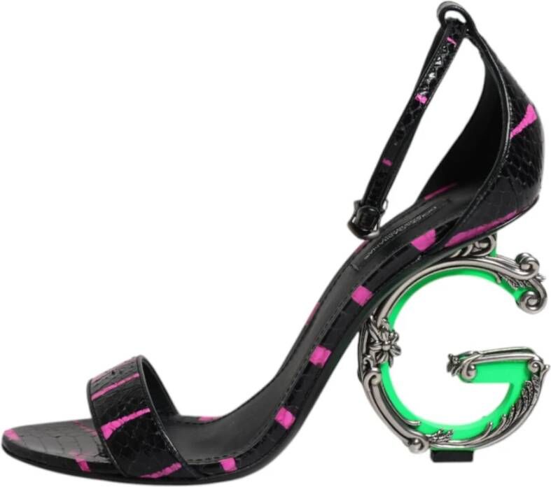 Dolce & Gabbana Zebra Print Hak Sandalen Zwart Fuchsia Black Dames