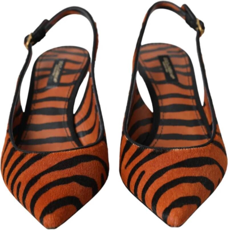 Dolce & Gabbana Zebra Print Leren Slingback Sandalen Multicolor Dames