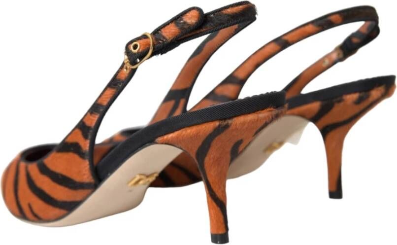 Dolce & Gabbana Zebra Print Leren Slingback Sandalen Multicolor Dames