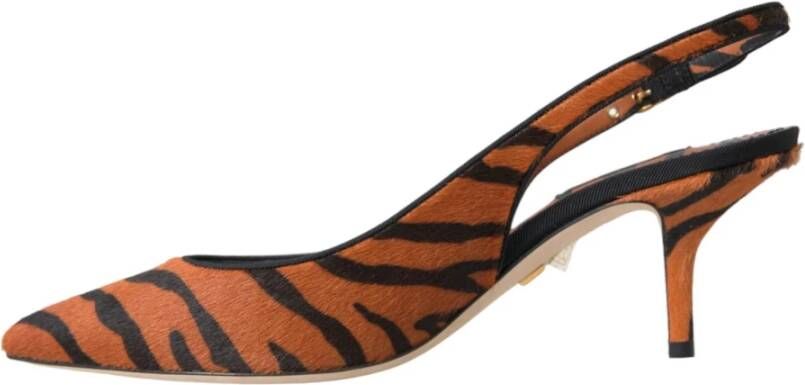 Dolce & Gabbana Zebra Print Leren Slingback Sandalen Multicolor Dames