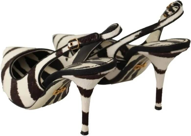 Dolce & Gabbana Zebra Print Slingback Heels Sandals Black Dames