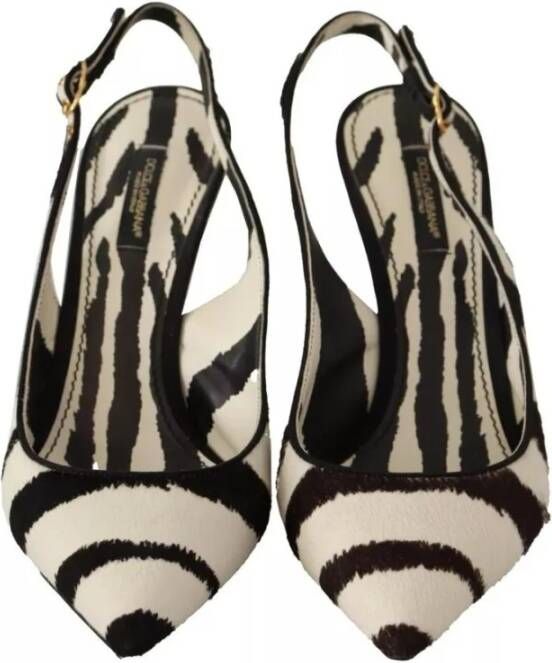 Dolce & Gabbana Zebra Print Slingback Heels Sandals Black Dames