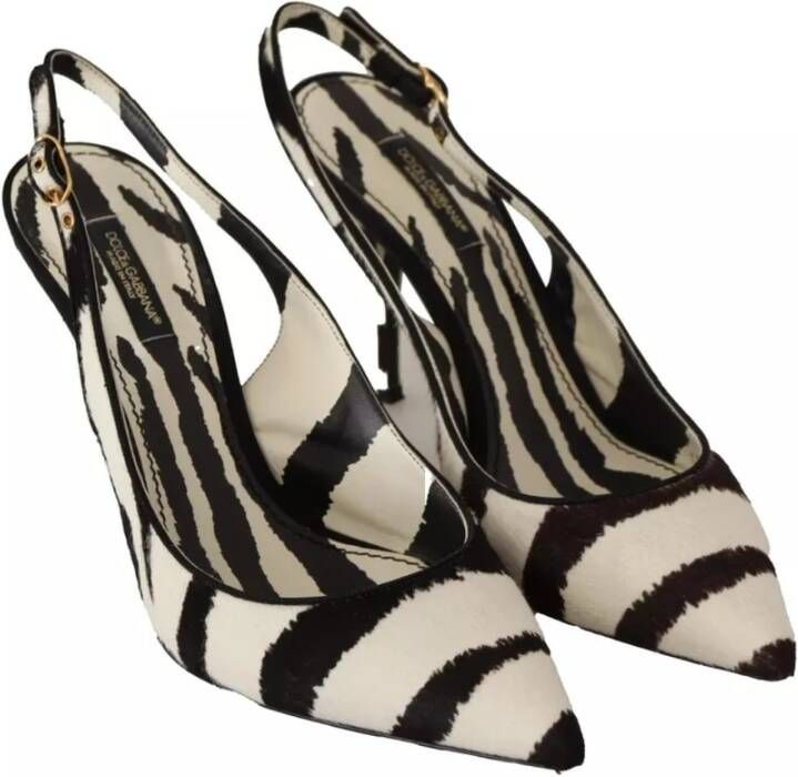 Dolce & Gabbana Zebra Print Slingback Heels Sandals Black Dames