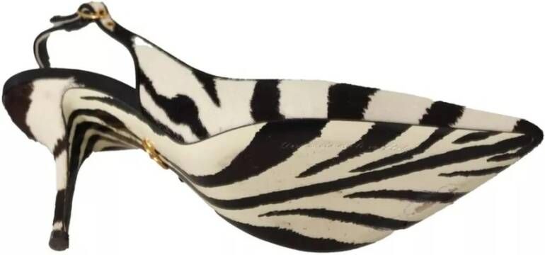 Dolce & Gabbana Zebra Print Slingback Heels Sandals Black Dames